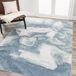 Petalo Abstract 2-Tone Modern Blue/Cream 4 ft. x 6 ft. Area Rug by JONATHAN Y