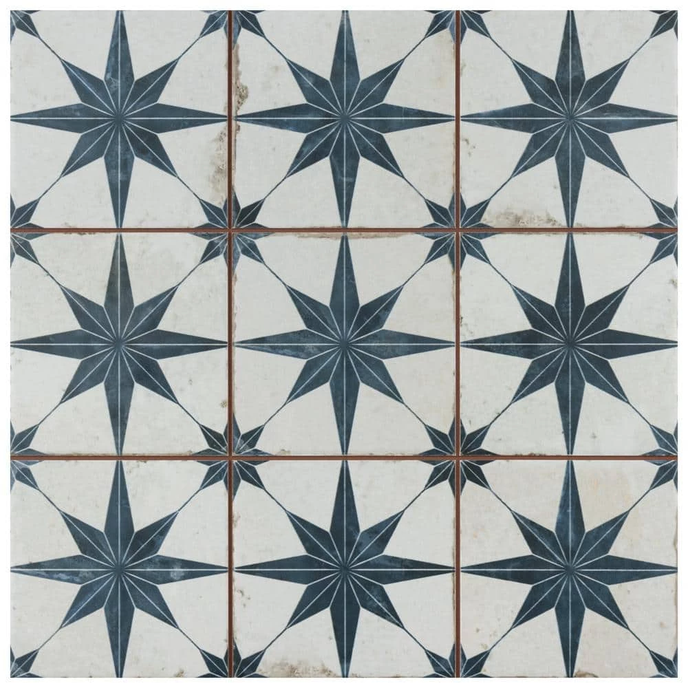 Harmonia Kings Star Blue 13 in. x 13 in. Ceramic Floor and Wall Tile (12.19 sq. ft./Case) by Merola Tile