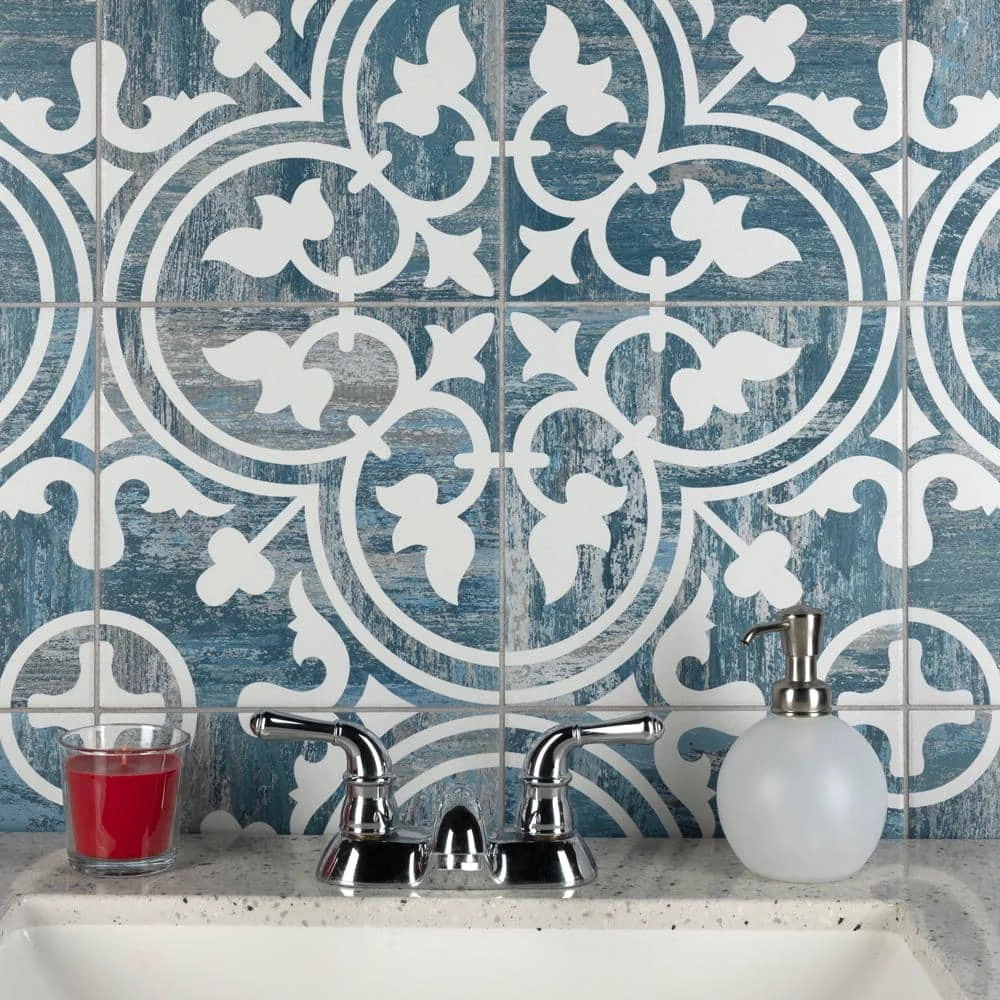 Cassis Arte Blue Day 9-3/4 in. x 9-3/4 in. Porcelain Floor and Wall Tile (10.88 sq. ft./Case) by Merola Tile - Image 15