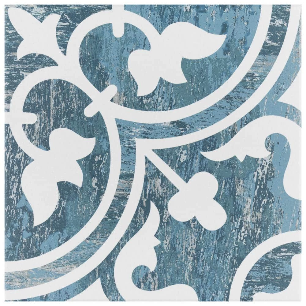 Cassis Arte Blue Day 9-3/4 in. x 9-3/4 in. Porcelain Floor and Wall Tile (10.88 sq. ft./Case) by Merola Tile - Image 9