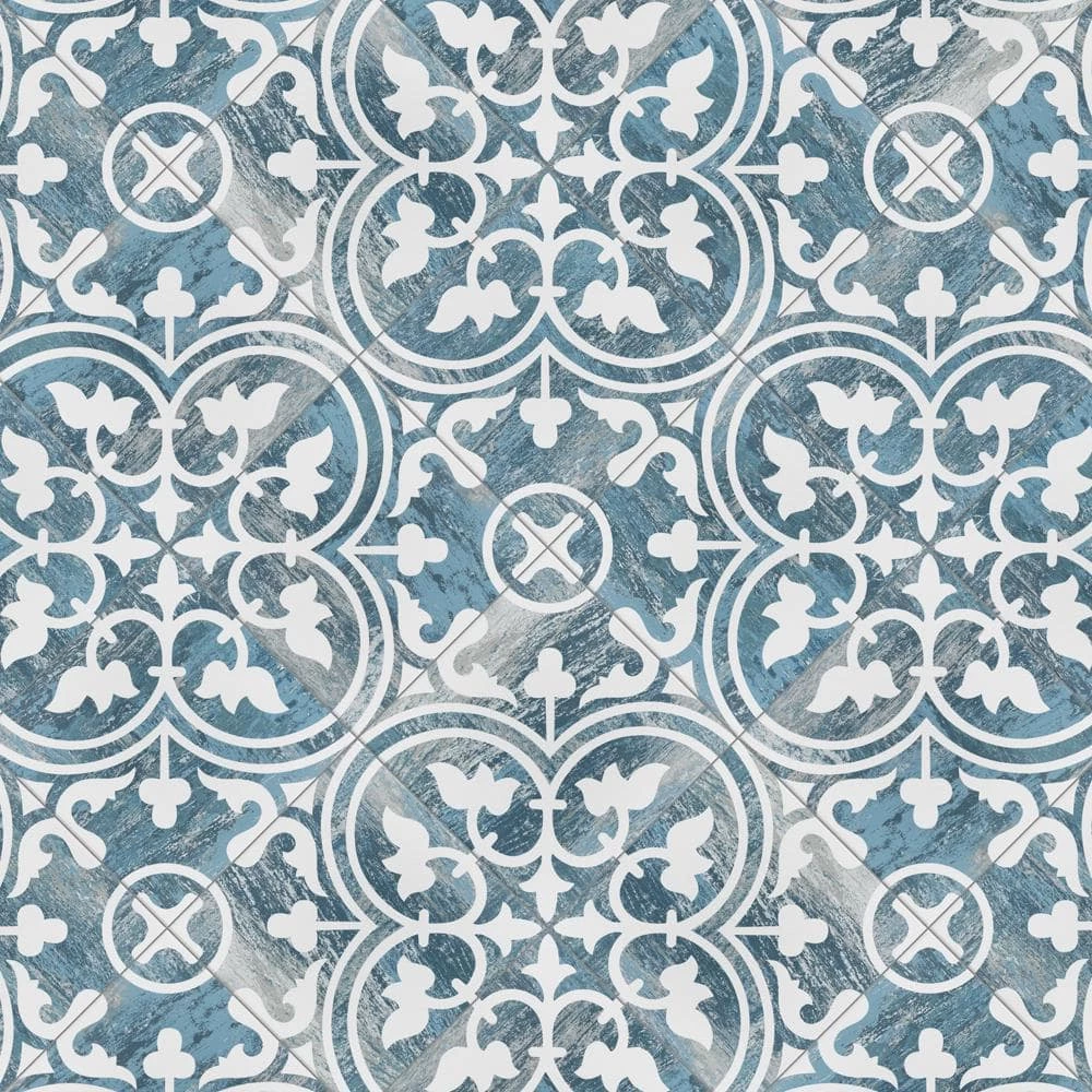 Cassis Arte Blue Day 9-3/4 in. x 9-3/4 in. Porcelain Floor and Wall Tile (10.88 sq. ft./Case) by Merola Tile - Image 6