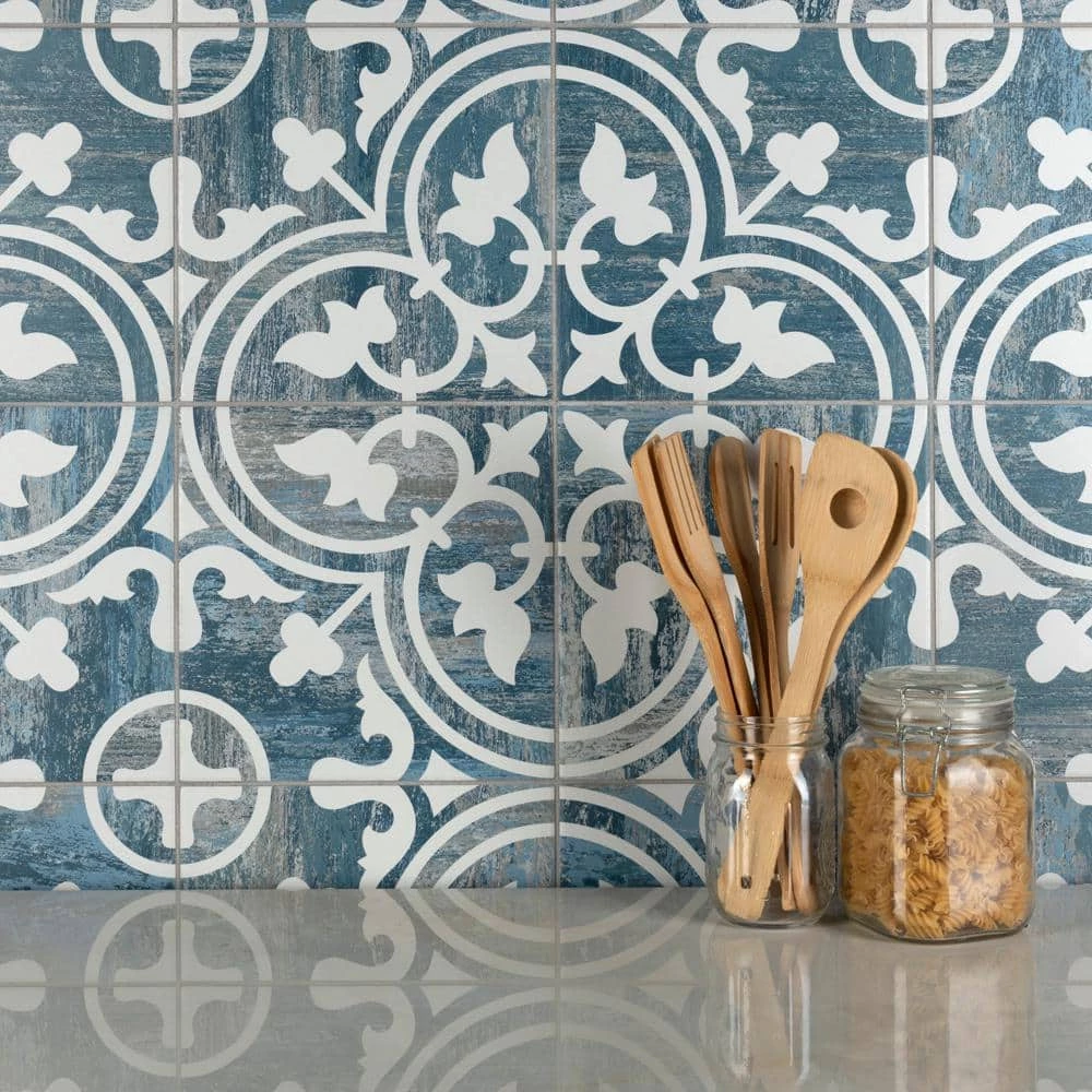 Cassis Arte Blue Day 9-3/4 in. x 9-3/4 in. Porcelain Floor and Wall Tile (10.88 sq. ft./Case) by Merola Tile - Image 14