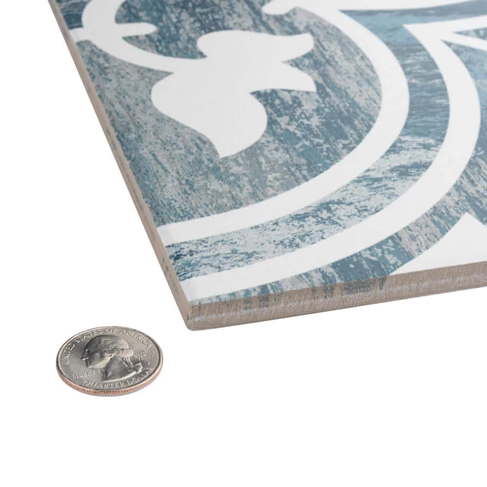 Cassis Arte Blue Day 9-3/4 in. x 9-3/4 in. Porcelain Floor and Wall Tile (10.88 sq. ft./Case) by Merola Tile - Image 2