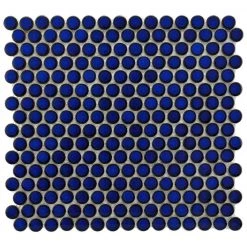 Hudson Penny Round Blue Eye 12 in. x 12-5/8 in. x 5 mm Porcelain Mosaic Tile (10.74 sq. ft. / case) by Merola Tile
