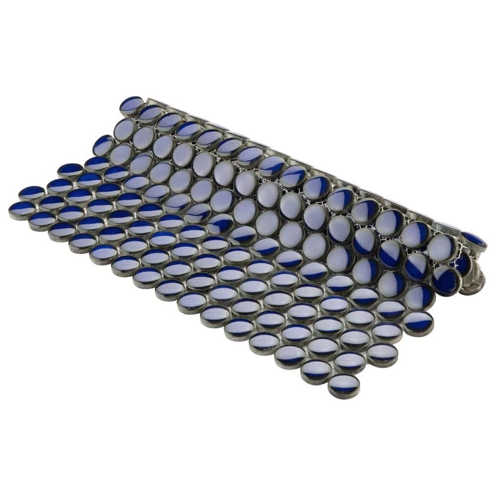 Hudson Penny Round Blue Eye 12 in. x 12-5/8 in. x 5 mm Porcelain Mosaic Tile (10.74 sq. ft. / case) by Merola Tile - Image 6