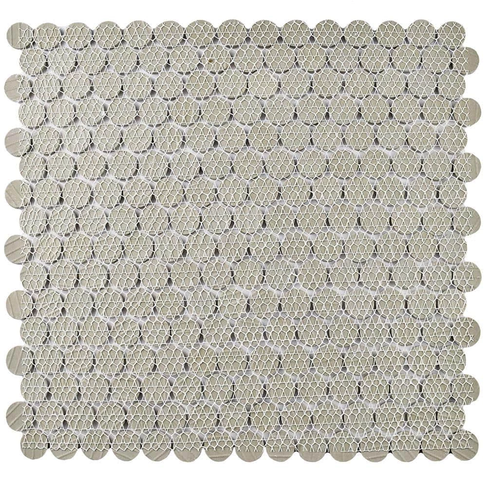 Hudson Penny Round Blue Eye 12 in. x 12-5/8 in. x 5 mm Porcelain Mosaic Tile (10.74 sq. ft. / case) by Merola Tile - Image 10
