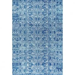 Moroccan Hype Boho Vintage Tribal Blue/Gray 4 ft. x 6 ft. Area Rug by JONATHAN Y