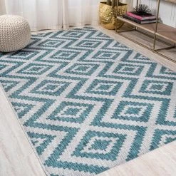 Sintra Diamond Tribal Blue/Gray 8 ft. x 10 ft. Indoor/Outdoor Area Rug by JONATHAN Y