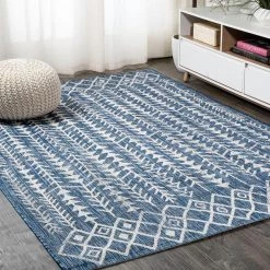 Tokay Bohemian Geometric Blue/Ivory 8 ft. x 10 ft. Indoor/Outdoor Area Rug by JONATHAN Y