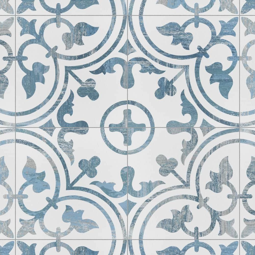 Cassis Arte Blue 9-3/4 in. x 9-3/4 in. Porcelain Floor and Wall Tile (10.88 sq. ft./Case) by Merola Tile - Image 5