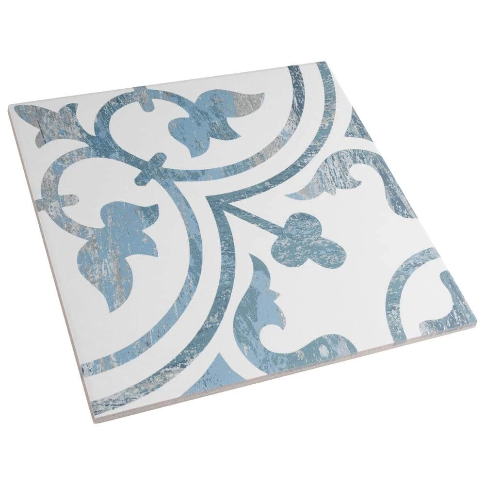 Cassis Arte Blue 9-3/4 in. x 9-3/4 in. Porcelain Floor and Wall Tile (10.88 sq. ft./Case) by Merola Tile - Image 3