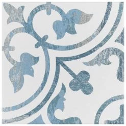 Cassis Arte Blue 9-3/4 in. x 9-3/4 in. Porcelain Floor and Wall Tile (10.88 sq. ft./Case) by Merola Tile