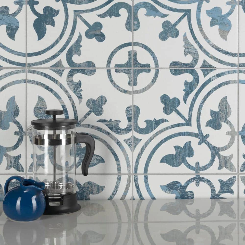 Cassis Arte Blue 9-3/4 in. x 9-3/4 in. Porcelain Floor and Wall Tile (10.88 sq. ft./Case) by Merola Tile - Image 14