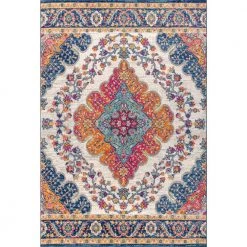 Bohemian Flair Boho Blue/Multi 3 ft. x 5 ft. Vintage Medallion Indoor Area Rug by JONATHAN Y
