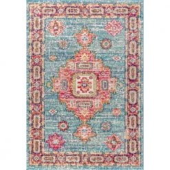Bohemian Flair Boho Vintage Medallion Blue/Red 4 ft. x 6 ft. Area Rug by JONATHAN Y