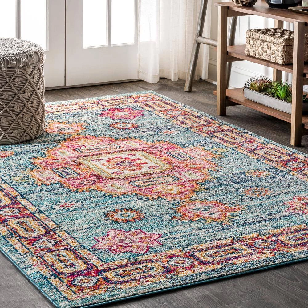 Bohemian Flair Boho Vintage Medallion Blue/Red 4 ft. x 6 ft. Area Rug by JONATHAN Y - Image 2