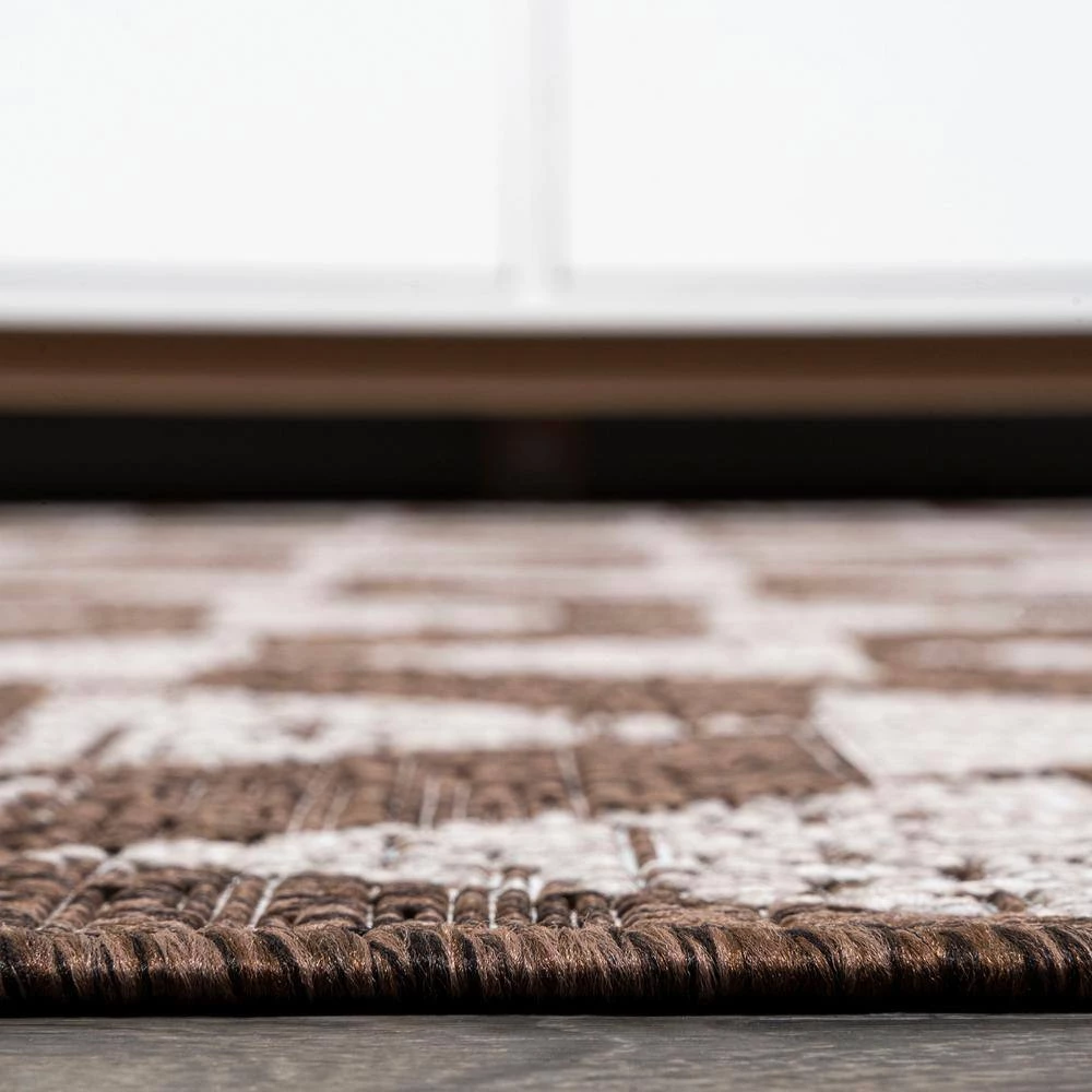 Andratx Modern Tribal Brown/Beige 2 ft. x 10 ft. Geometric Indoor/Outdoor Runner Rug by JONATHAN Y - Image 3