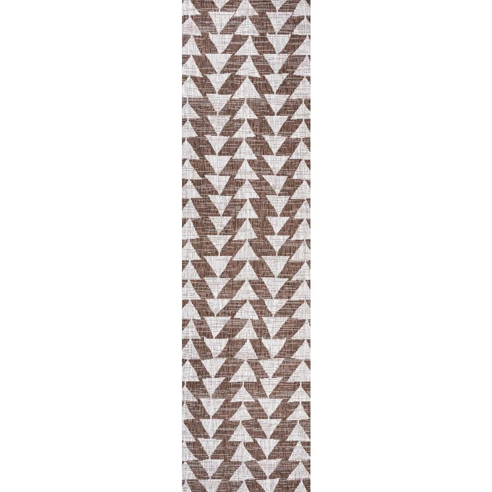 Andratx Modern Tribal Brown/Beige 2 ft. x 10 ft. Geometric Indoor/Outdoor Runner Rug by JONATHAN Y