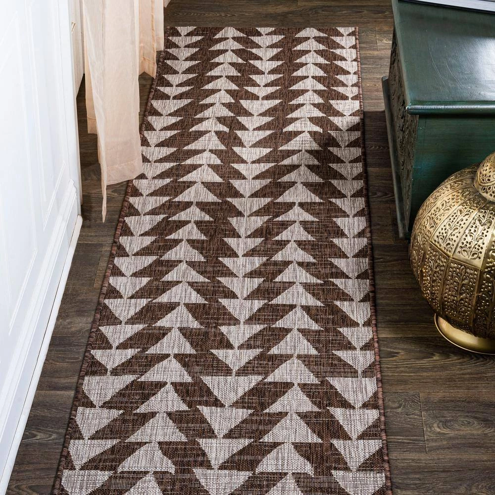 Andratx Modern Tribal Brown/Beige 2 ft. x 10 ft. Geometric Indoor/Outdoor Runner Rug by JONATHAN Y - Image 2