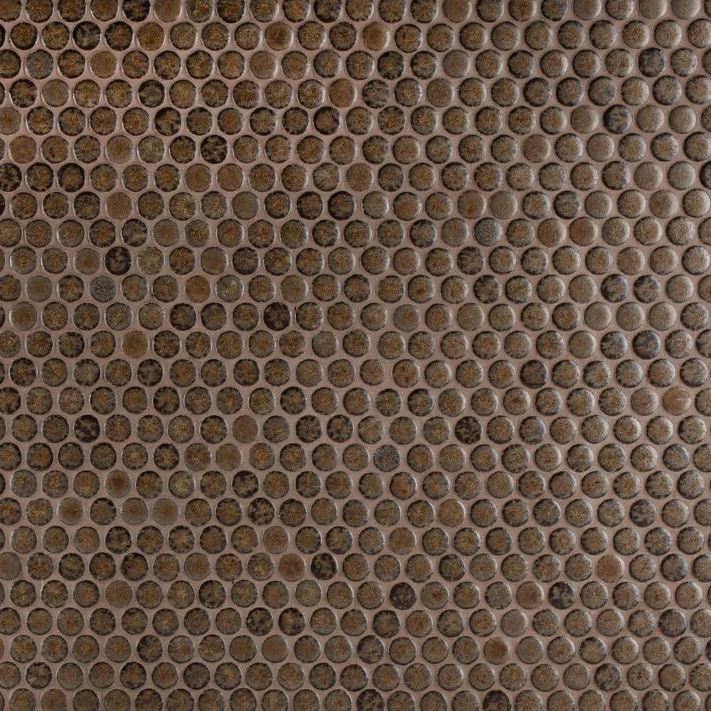 Hudson Penny Round Brownstone 12 in. x 12 in. Porcelain Mosaic Tile (10.7 sq.ft. /Case) by Merola Tile - Image 8