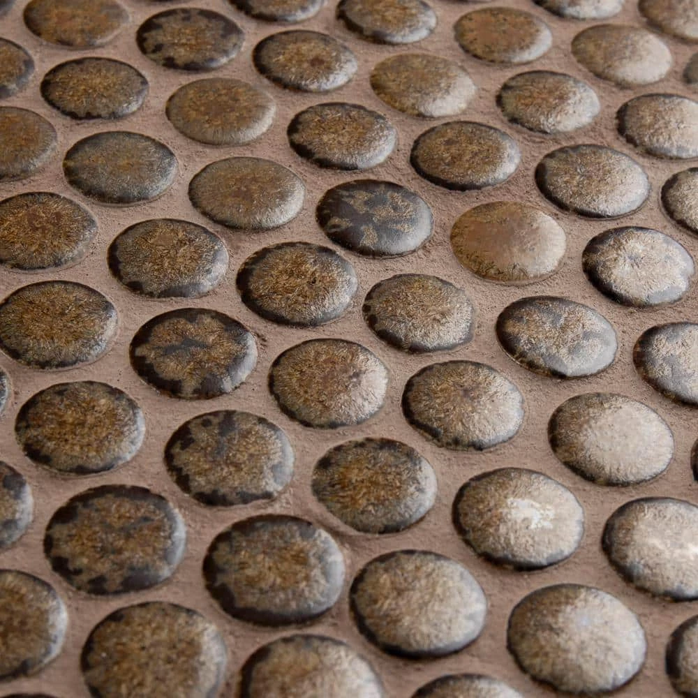Hudson Penny Round Brownstone 12 in. x 12 in. Porcelain Mosaic Tile (10.7 sq.ft. /Case) by Merola Tile - Image 9