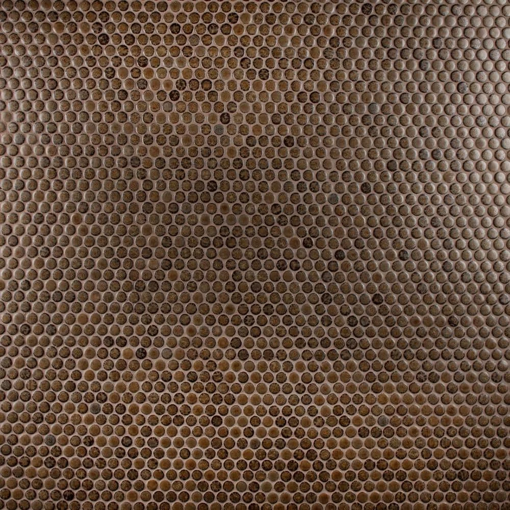 Hudson Penny Round Brownstone 12 in. x 12 in. Porcelain Mosaic Tile (10.7 sq.ft. /Case) by Merola Tile - Image 4