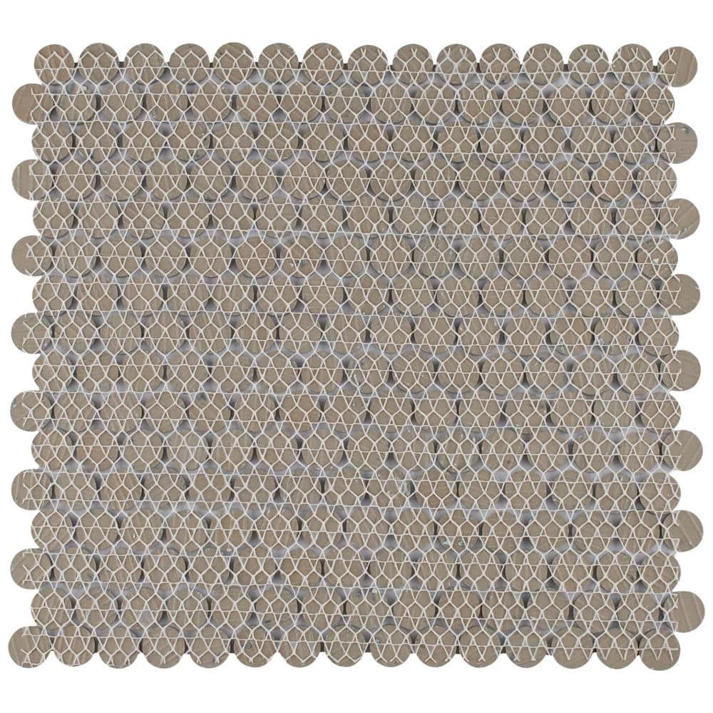 Hudson Penny Round Brownstone 12 in. x 12 in. Porcelain Mosaic Tile (10.7 sq.ft. /Case) by Merola Tile - Image 11