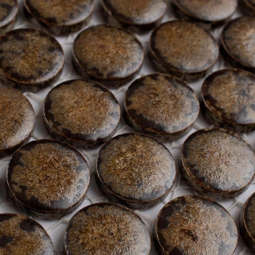 Hudson Penny Round Brownstone 12 in. x 12 in. Porcelain Mosaic Tile (10.7 sq.ft. /Case) by Merola Tile - Image 10