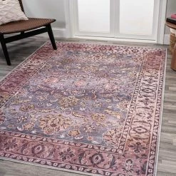 Victoria Ornate Brown/Gray 8 ft. x 10 ft. Persian All-Over Machine Washable Indoor Area Rug by JONATHAN Y