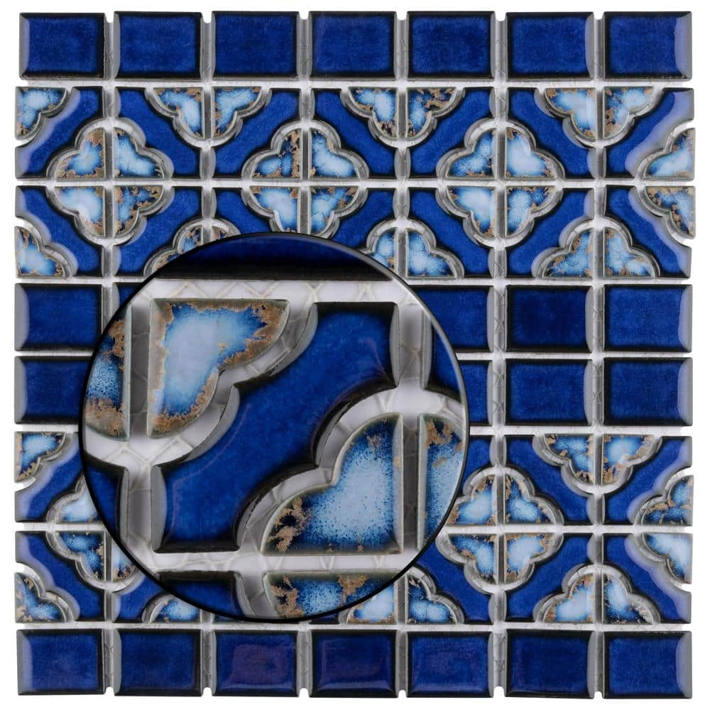 Tower Cobalt Delta 12 in. x 12 in. Porcelain Mosaic Tile (10.63 sq. ft. / Case) by Merola Tile - Image 10
