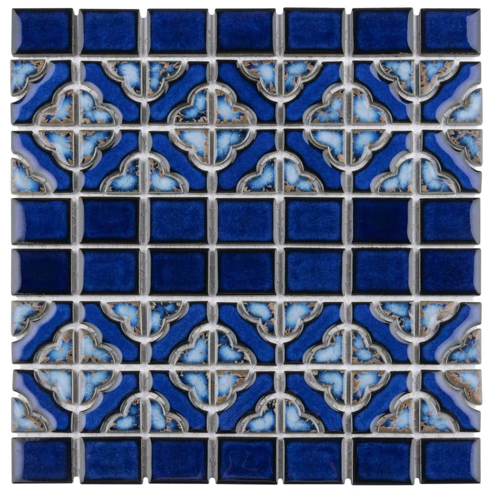 Tower Cobalt Delta 12 in. x 12 in. Porcelain Mosaic Tile (10.63 sq. ft. / Case) by Merola Tile - Image 9