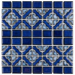 Tower Cobalt Delta 12 in. x 12 in. Porcelain Mosaic Tile (10.63 sq. ft. / Case) by Merola Tile