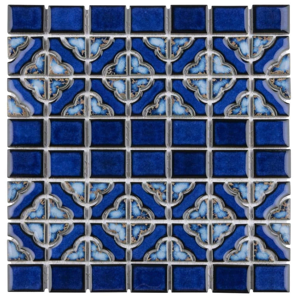 Tower Cobalt Delta 12 in. x 12 in. Porcelain Mosaic Tile (10.63 sq. ft. / Case) by Merola Tile - Image 7