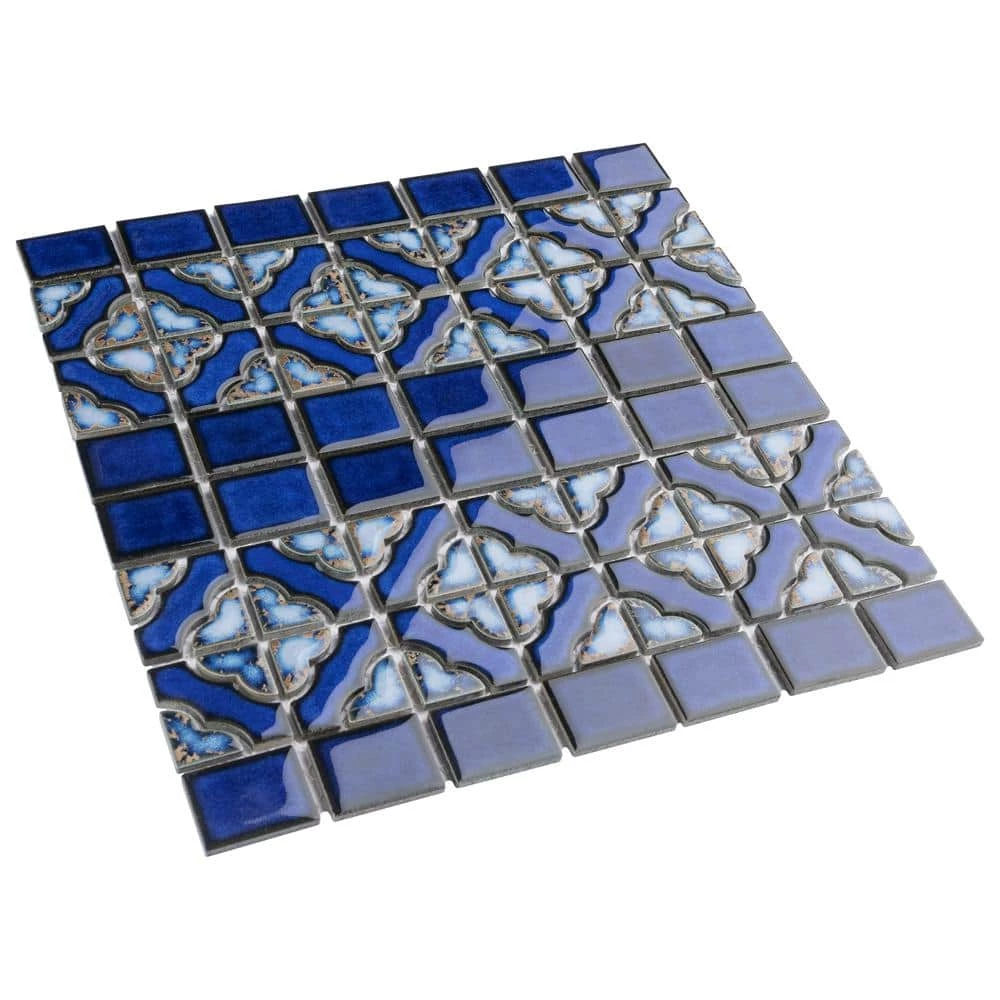 Tower Cobalt Delta 12 in. x 12 in. Porcelain Mosaic Tile (10.63 sq. ft. / Case) by Merola Tile - Image 4