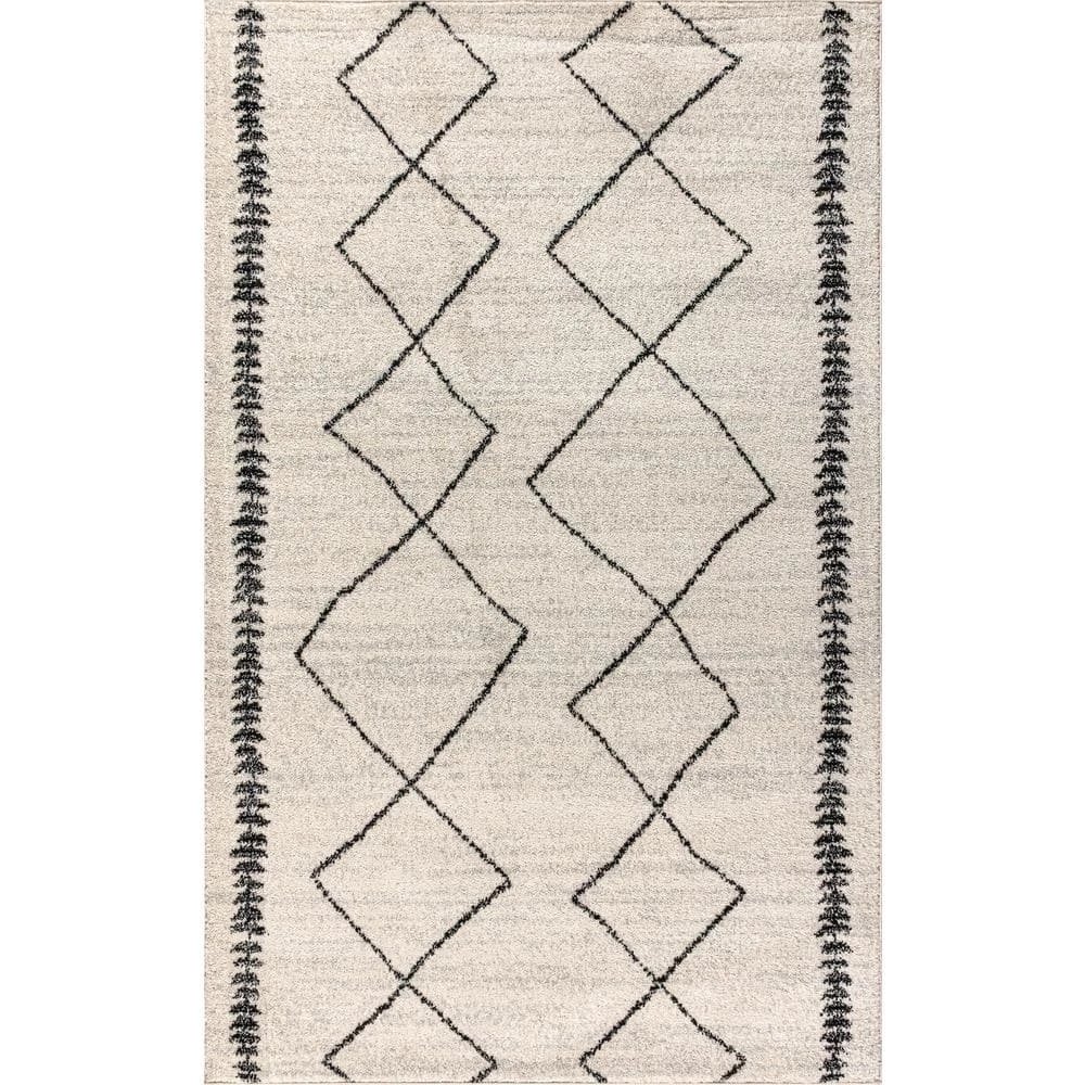 Zaina Moroccan Beni Souk Cream/Black 8 ft. x 10 ft. Area Rug by JONATHAN Y