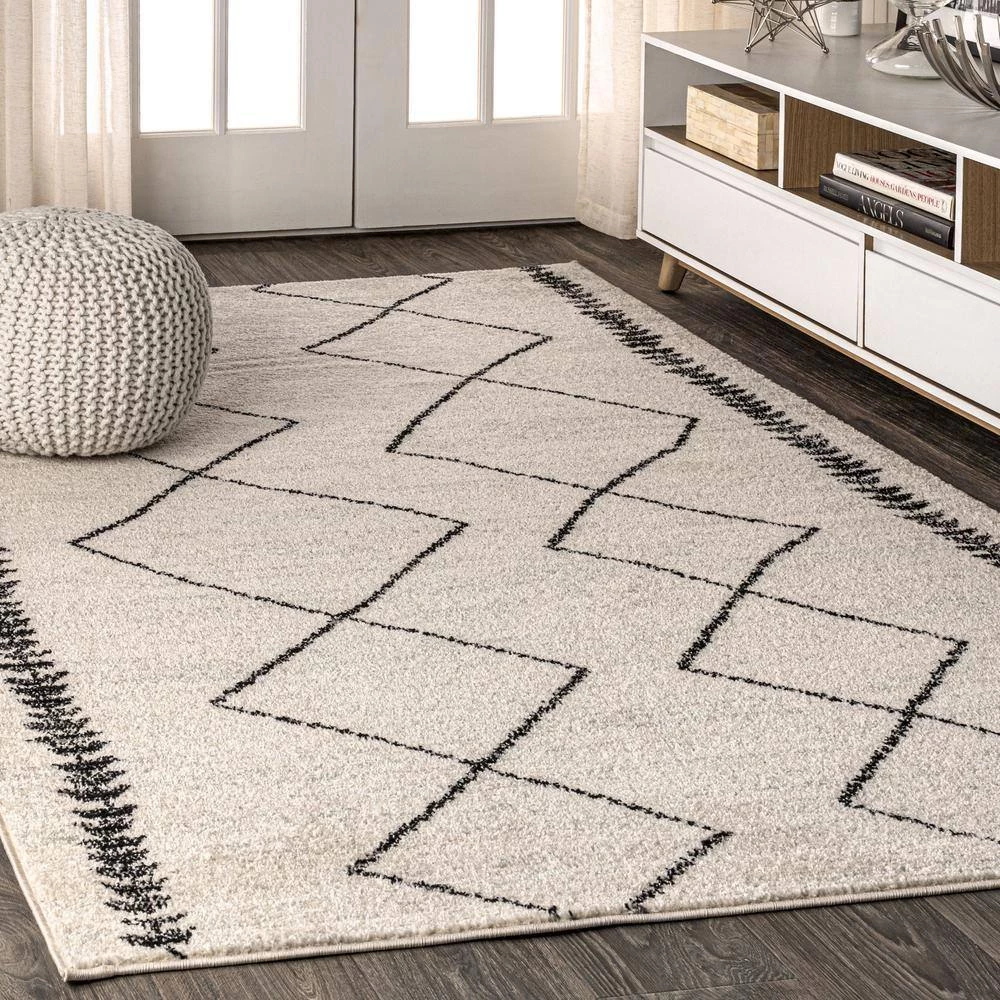 Zaina Moroccan Beni Souk Cream/Black 8 ft. x 10 ft. Area Rug by JONATHAN Y - Image 2