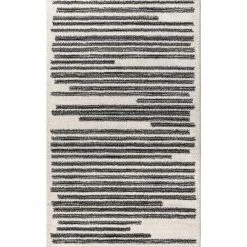 Khalil Modern Berber Stripe Cream/Black 5 ft. x 8 ft. Area Rug by JONATHAN Y