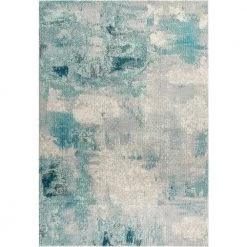 Contemporary Cream/Blue 9 ft. x 12 ft. Area Rug by JONATHAN Y