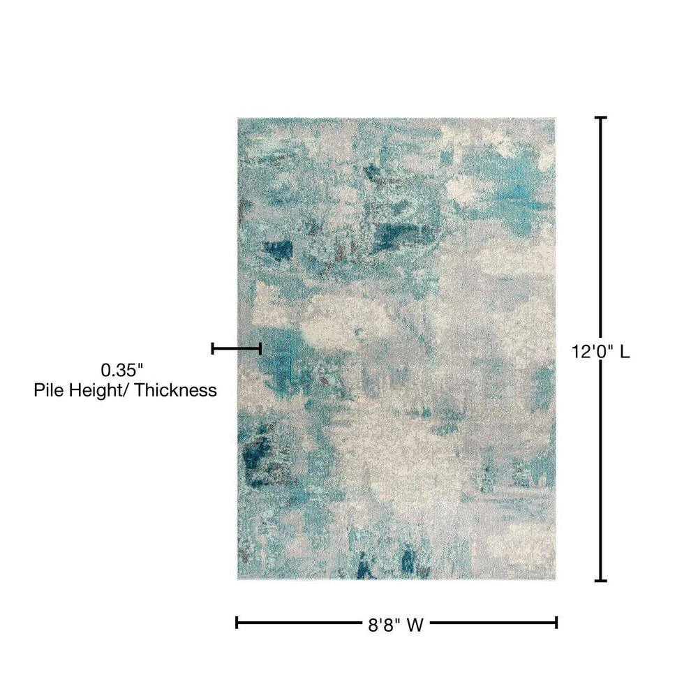 Contemporary Cream/Blue 9 ft. x 12 ft. Area Rug by JONATHAN Y - Image 11