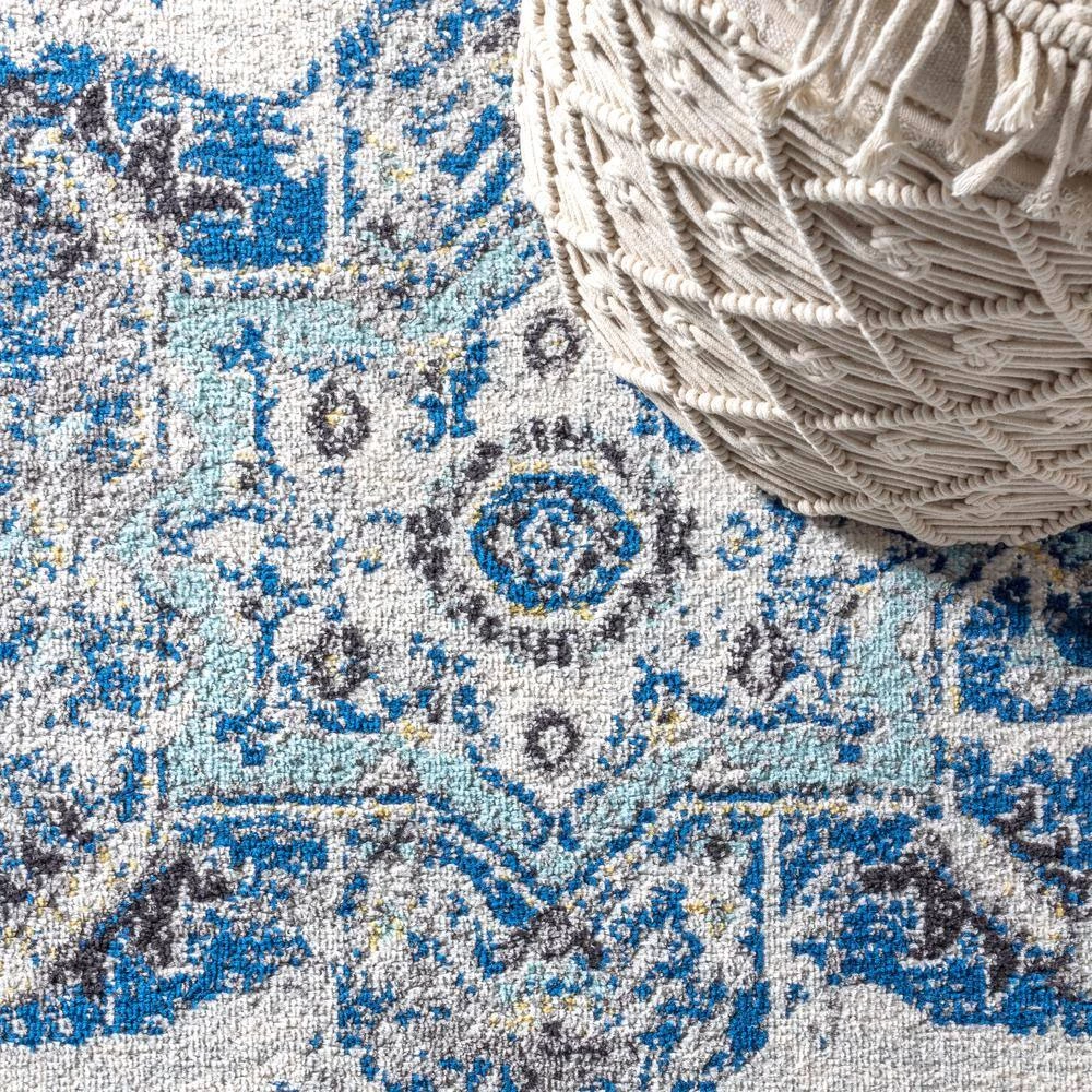 Modern Persian Boho Vintage Medallion Cream/Blue 3 ft. x 5 ft. Area Rug by JONATHAN Y - Image 4