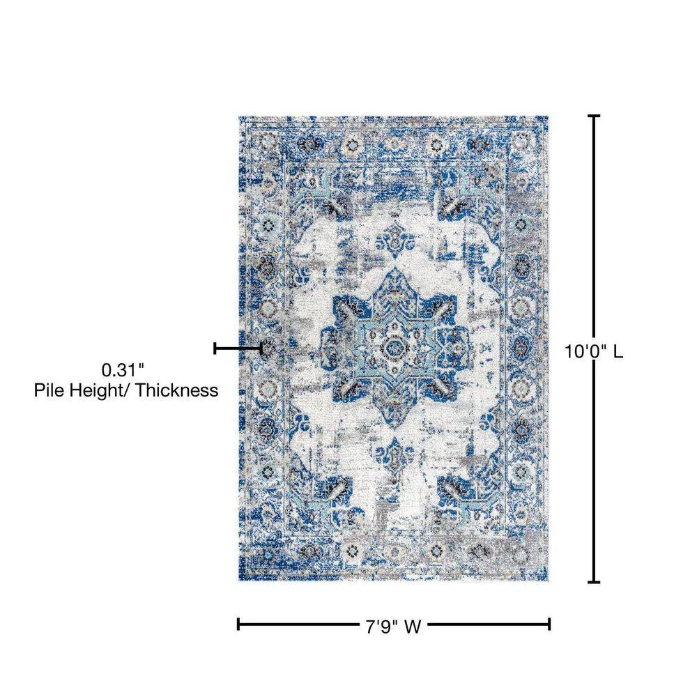 Modern Persian Boho Vintage Medallion Cream/Blue 8 ft. x 10 ft. Area Rug by JONATHAN Y - Image 11