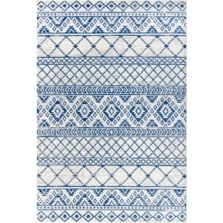 Moroccan Hype Boho Vintage Tribal Cream/Blue 8 ft. x 10 ft. Area Rug by JONATHAN Y