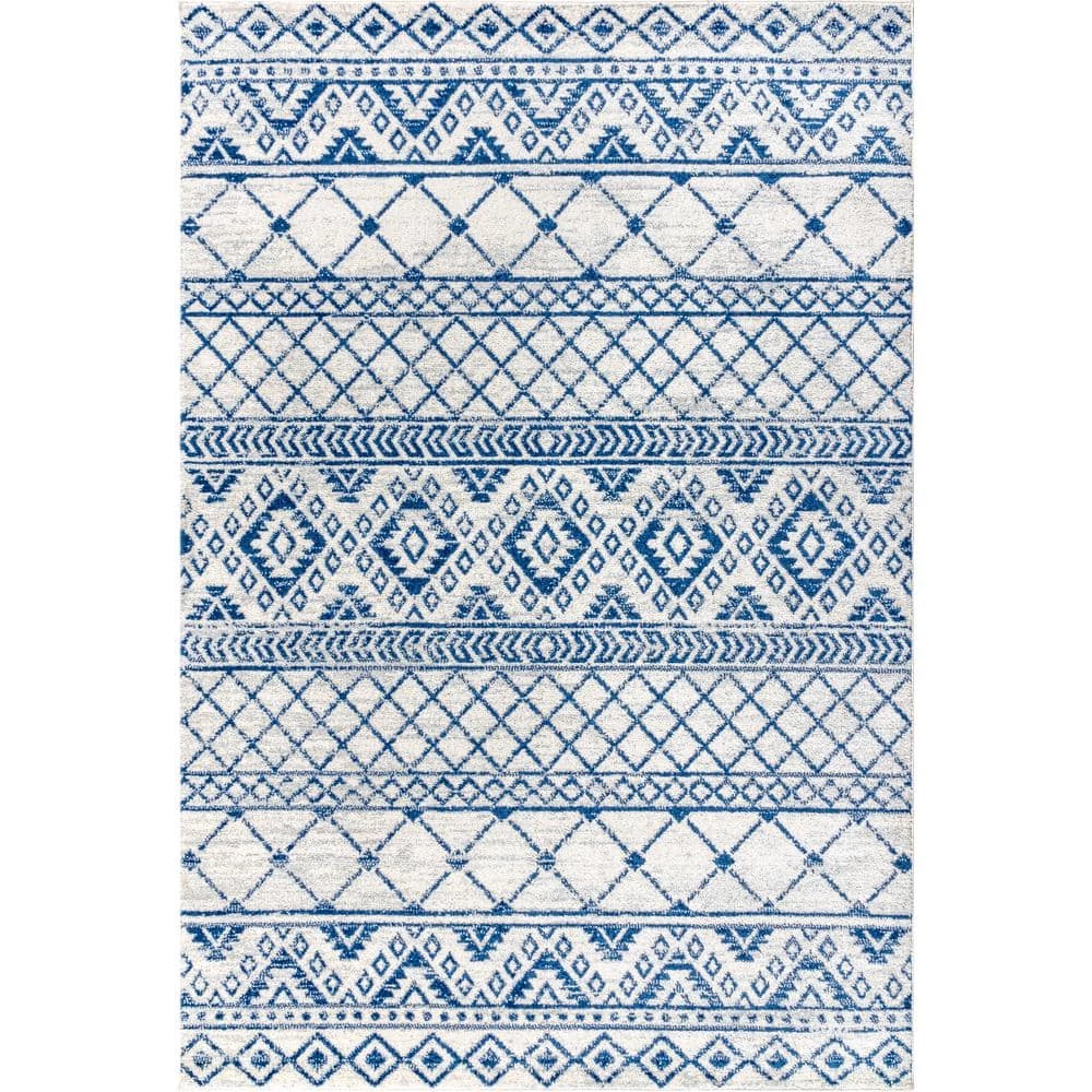 Moroccan Hype Boho Vintage Tribal Cream/Blue 8 ft. x 10 ft. Area Rug by JONATHAN Y