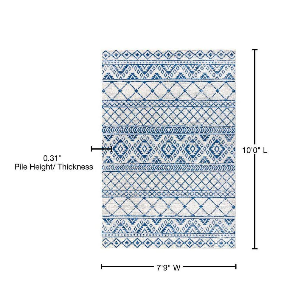 Moroccan Hype Boho Vintage Tribal Cream/Blue 8 ft. x 10 ft. Area Rug by JONATHAN Y - Image 12