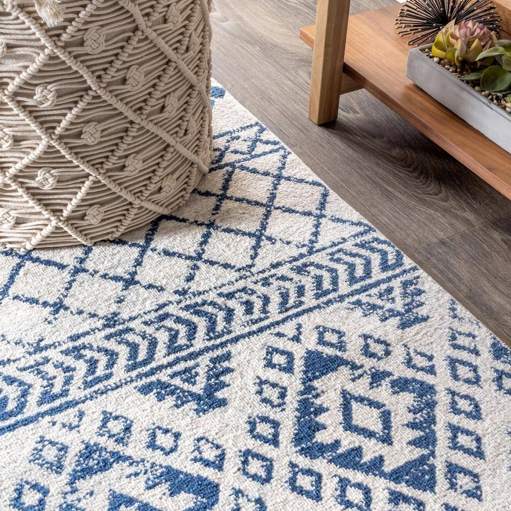 Moroccan Hype Boho Vintage Tribal Cream/Blue 8 ft. x 10 ft. Area Rug by JONATHAN Y - Image 7
