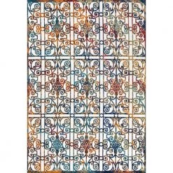 Cetara Ornate Cream/Blue/Orange 5 ft. x 8 ft. Trellis Indoor/Outdoor Area Rug by JONATHAN Y