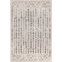 Ziri Moroccan Geometric Cream/Gray 3 ft. x 5 ft. Area Rug by JONATHAN Y