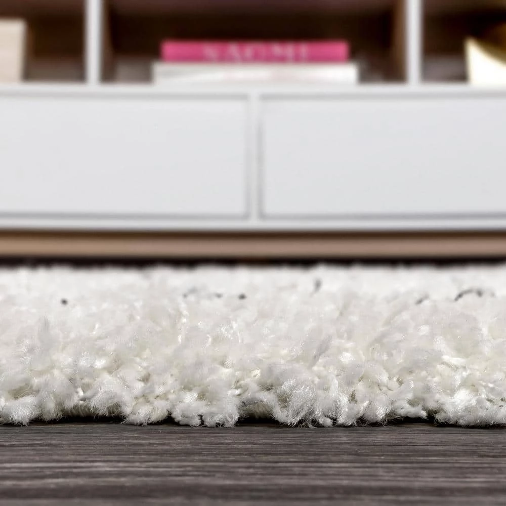 Mercer Shag Plush Tassel Moroccan Geometric Trellis Cream/Grey 8 ft. x 10 ft. Area Rug by JONATHAN Y - Image 10