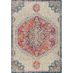Bohemian Flair Boho Vintage Medallion Cream/Orange 8 ft. x 10 ft. Area Rug by JONATHAN Y