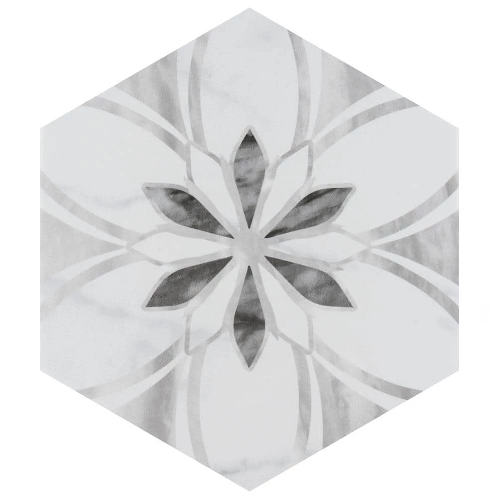 Classico Bardiglio Hex Dahlia Light 7 in. x 8 in. Porcelain Floor and Wall Tile (7.5 sq. ft./Case) by Merola Tile